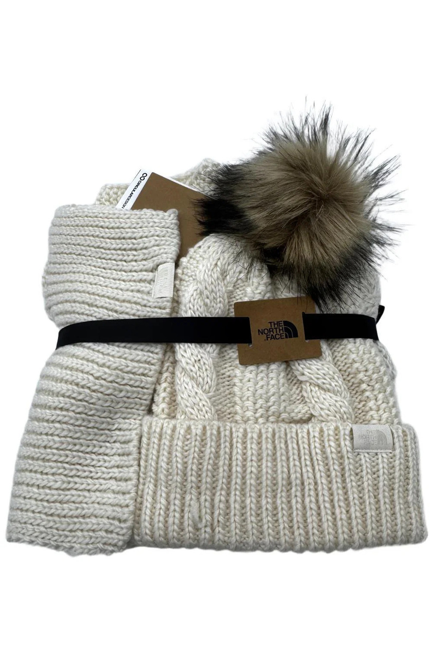 The North Face Women's Oh Mega Scarf and Beanie Set White Dune